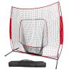 7x7ft Baseball Softball Teeball Practice Net Batting Hitting Pitching Training Net w/ Bow Frame Carrying Bag for Solo Team Training