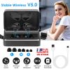 True Wireless V5.0 Earbuds IPX7 Waterproof Touch Control In-Ear Stereo Headsets TWS Noise Canceling Earbuds w/ LED Display Magnetic Charging Dock