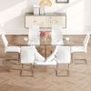 Table and chair set, large modern rectangular glass table, can accommodate 6-8 people