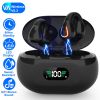 Wireless V5.3 Earbuds Clip-On Open TWS Earphones With Built-In Mic LED Display Charging Case 60H Standby Time IPX3 Waterproof Sweat Resistant Sport Fi